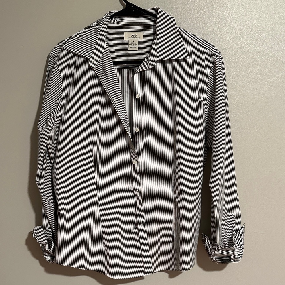 Brooks Brothers Black and White Striped Button Down Shirt